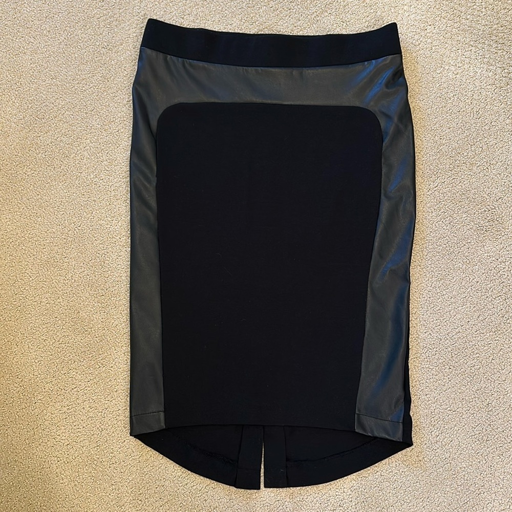 Mossimo Supply Co Black Pencil Skirt with faux leather panels